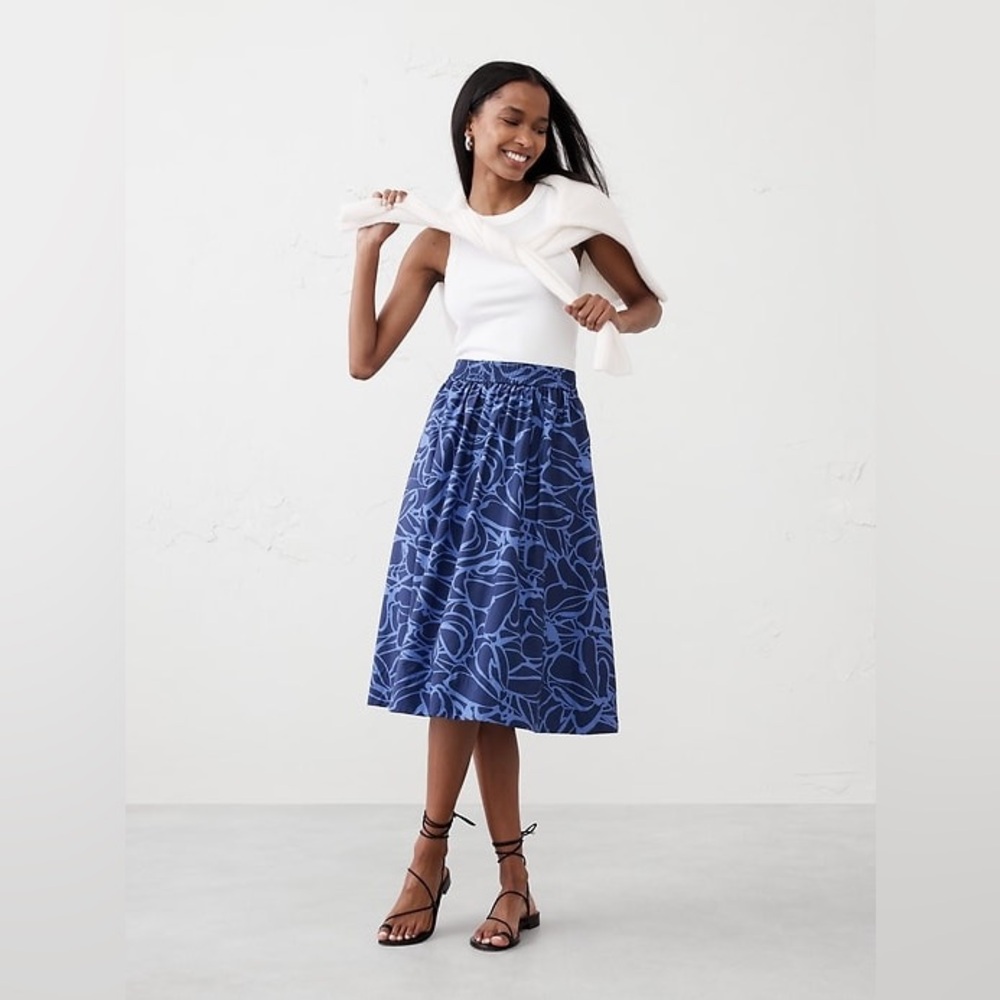 NWT Banana Republic Poplin Midi Skirt